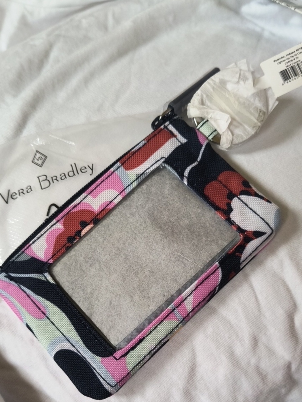 Vera Bradley Floral Badge Holder in Pink, Black, Red